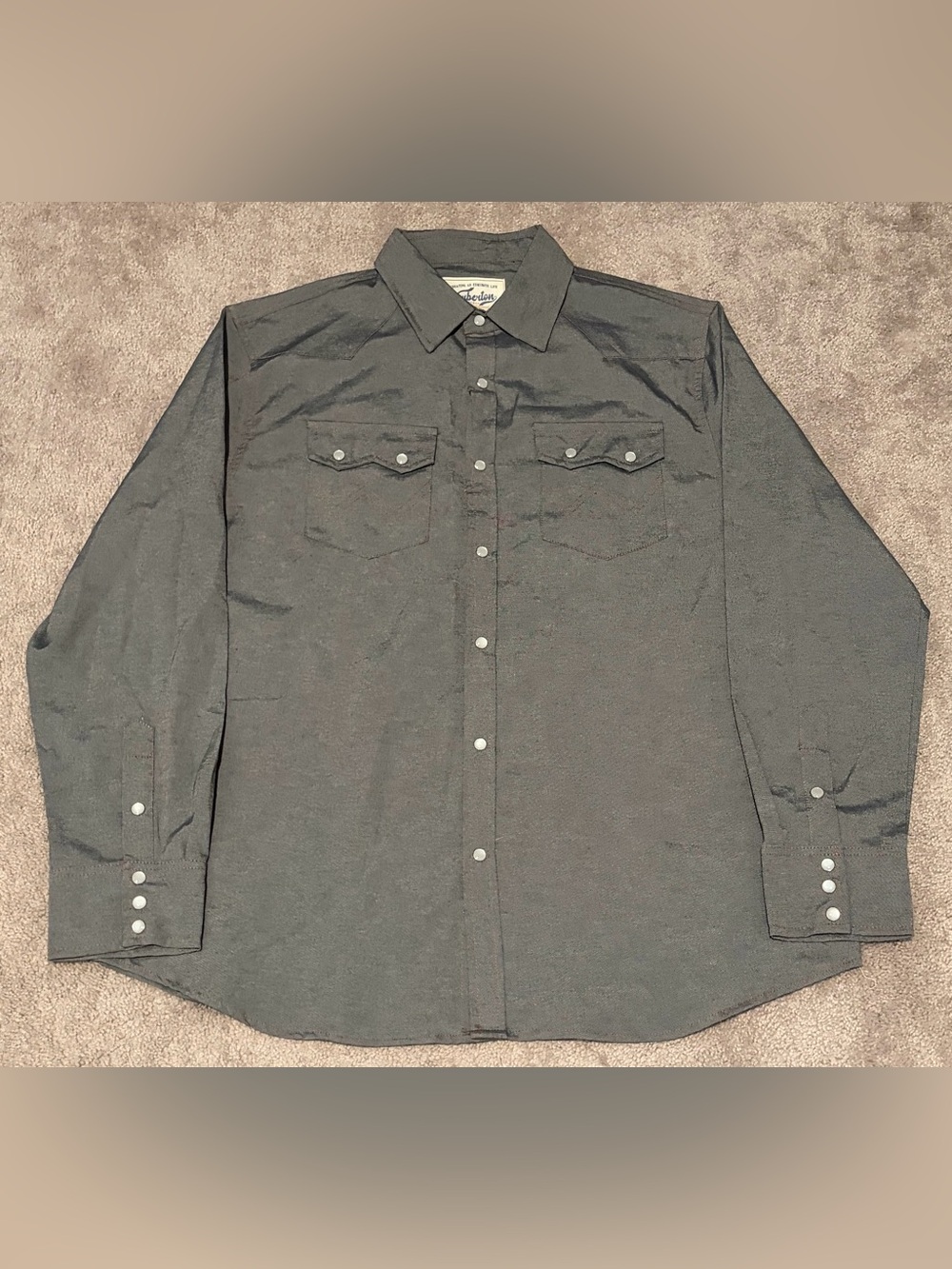 Herberton Men’s Gray Pearl Snap Cowboy Button Down Shirt Size XL